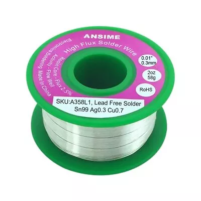 ANSIME Ultra Fine Solder Wire 0.3mm Lead Free Electronics Solder Wire Rosin C... • $15.23