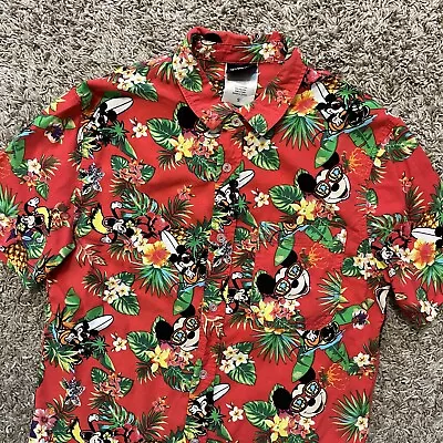 Disney Hawaiian Rayon Mickey Mouse Short Sleeve Button Up Shirt Small • $25