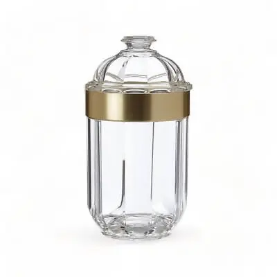 Gold Acrylic Canister Clear Bathroom Storage Container Sealed Lid 600ml Capacity • £21