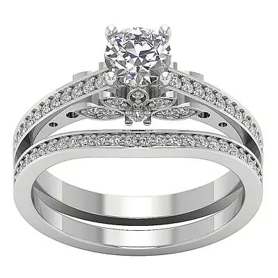 Bridal Matching Wedding RoundDiamond Ring I1 G 1.10Ct 14k White Yellow Rose Gold • $2007.59