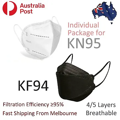  KF94 N95 KN95 Mask Certified Disposable Respirator 3D Face Masks 4/5 Layers Au • $13.88