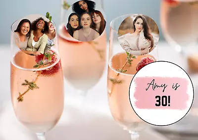 20 X  Edible Photo Champagne Prosecco Flute Drinks Toppers  Uncut HEN/BIRTHDAY • £4.20