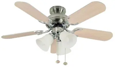 Fantasia Capri 36in Ceiling Fan & Light Stainless Steel Washed Oak Blades 110187 • £188.98