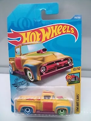 Hot Wheels - Mainline THunt / '56 Ford F100 Pickup - Yellow - Art Car - Model X1 • $24.72