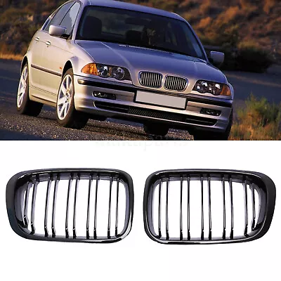 Gloss Black Kidney Grille Grill For BMW E46 1999-01 4D Sedan 320i 323i 325i 328i • $26.99