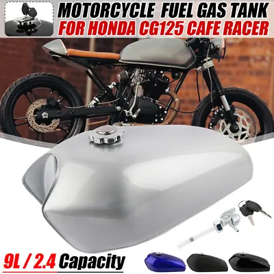 Motorcycle 9L 2.4Gal Vintage Fuel Gas Tank Cap Switch For Honda CG125 Cafe Racer • $134.89