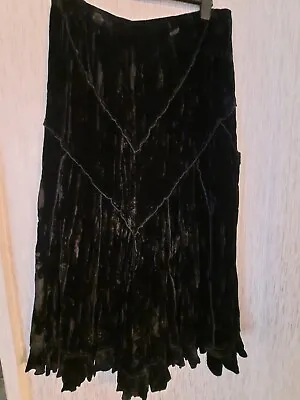 Per Uns Black Paneled Maxi Skirt Velvet Lined Size 16 Reg • £20