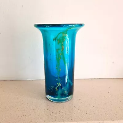 Mdina Art Glass Vase Blue Summer Colourway Sea And Sand Michael Harris 1970s • £6