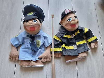 Melissa & Doug Fireman & Police Hand Puppet As Seen Sml Brooklyn T Guy • £45