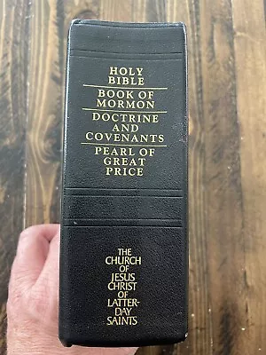 Black LDS Mormon Quad Scriptures 7-1/4  X 5-1/4  1989 • $18.99