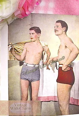 Vintage Knitting Pattern Mens Swimming Trunks So Retro ONLY £1.99 • £1.99