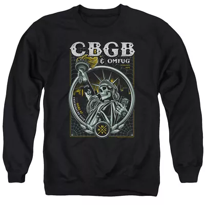 CBGB Liberty Skull Crewneck Sweatshirt Licensed Rock N Roll Music Band Black • $24.49