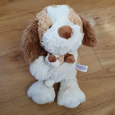 £19.99 • Buy Tesco Dog Puppy Pup Mum And Baby Soft Toy Plush Brown White 13 Inches 