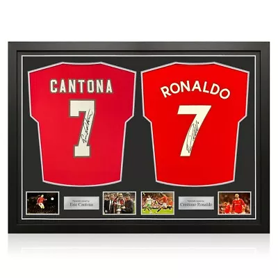 Eric Cantona & Cristiano Ronaldo Signed Manchester United Shirts. Dual Frame • $1755