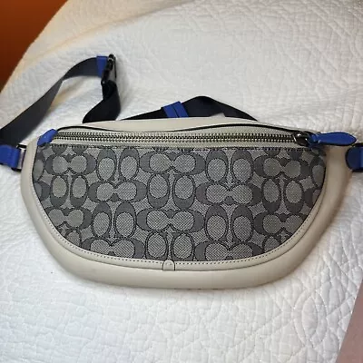 Coach C9583 League Belt Bag In Signature Jacquard IN Navy Steam • $100