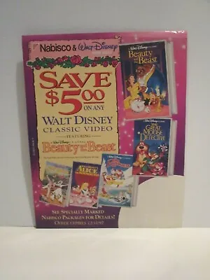 $7.99 • Buy Walt Disney Home Video Store Display Sign 1992 Nabisco Package Discount Offer