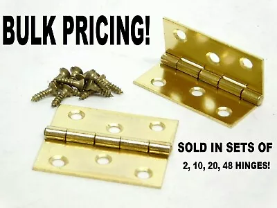 Bulk Quantity Bright Brass Steel 2  X 1-3/4  Butt Hinge With Screws Vintage ES • $14.99