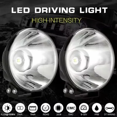 PAIR 7 Inch LED SPOT Driving Lights New Replace Round Spotlights Slimline 4x4 • $74.98