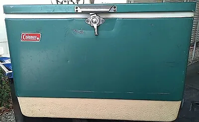 Vintage 1974 Coleman Green Metal 52 Quart Cooler 22 X 16 X 13  • $65