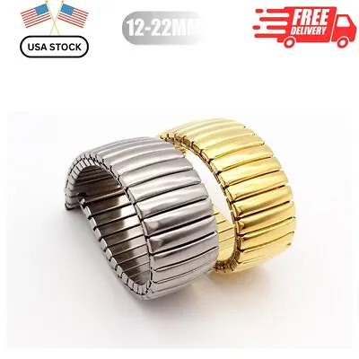 12 - 22 MM Stretch Expansion Stainless Steel Watch Band Strap Bracelet Gold USA • $9.79