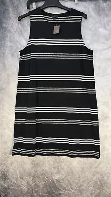 J Jill Wearever Tank Dress Black White Striped New Tags Size Large  • $32.99