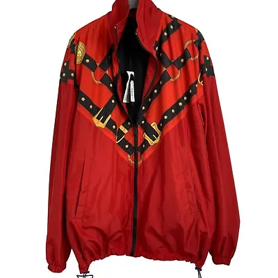 Mens Versace Red Graphic Print Blousen Windbreaker Jacket Top NWT $1600 6563 • $499