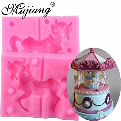 3D Carousel Horse Silicone Mold Cupcake Chocolate Baking Moulds Cake Decorating • £31.59