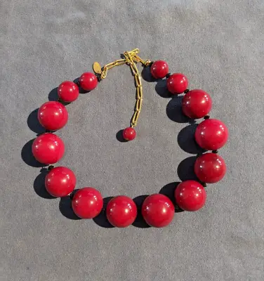 Vintage Necklace (NK O) Oversized Beads Red Choker Vendome • $6.58