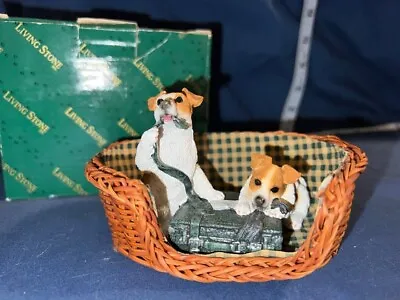 Jack Russell Terrier Pups In A Basket - Sidekicks By Living Stone (Green) NIB • £17.35