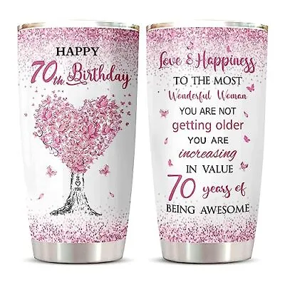  70th Birthday Gifts For Women Tumbler 70th Birthday Decorations Best Gifts  • £41.86