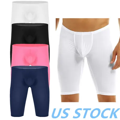 Mens Spandex Compression Bulge Pouch Tight Shorts Sports Workout Gym Pants  • $9.64