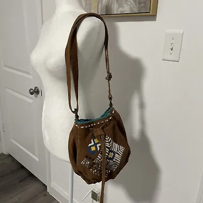 Tylie Malibu Boho Suede Drawstring Hobo Shoulder Bag/ Crossbody • $55.25