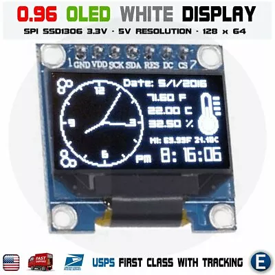 0.96″ SPI Serial 128X64 OLED LCD LED Display Module 128*64 WHITE SSD1306 Arduino • $3.64