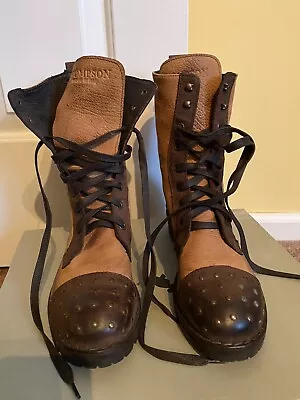 Vera Gomma Mid-calf Leather Boots Size 37 Made In Italy Beige And Brown • $40