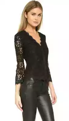 Diane Von Furstenberg Bria Lace Top In Black Size 0 NWT • $217.81