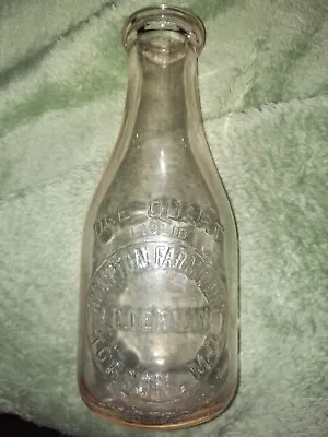 Vintage Towson MD Milk Bottle Quart E.E. German Hampton Farm Dairy  • $55