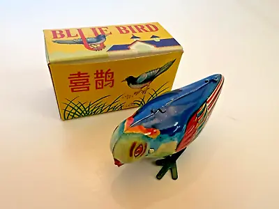 Vintage Original BLUE BIRD Tin Litho Wind-Up Toy With Box And Key (Clockwork) • $22.70