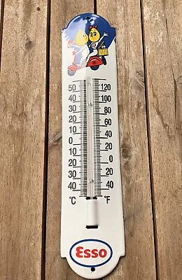 Vintage Style Esso Vespa Gasoline Oil  Gas Pump  Porcelain Thermometer Sign • $70