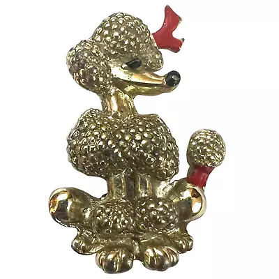 Vintage French Poodle Dog Enamel Brooch Pin Figural Pet Doggie • $3.95