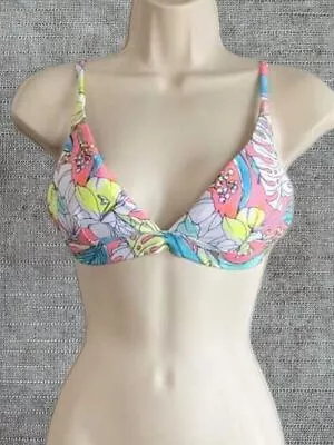 M (12) Piha By Moontide Bikini Top Longline Triangle Swim Tops Swimwear • £11.95