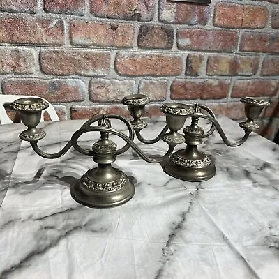 Antique Vintage Art Deco Silver Plated Candelabra Ianthe Candle Holder Pair • £40