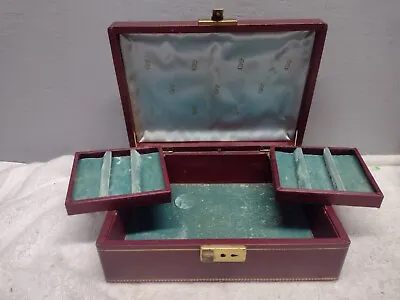 Vintage  Burgundy Men's Jewelry Cuff Link Watch Box Valet  • $19