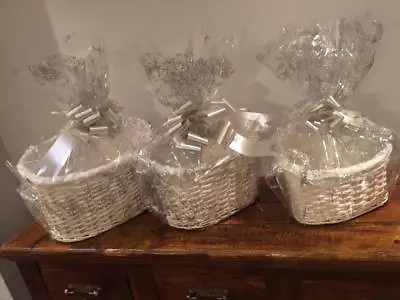 Silver White Oval Make Your Own Hamper Kit 3 Sizesincludes Bow &cellophane Xmas • £14.99