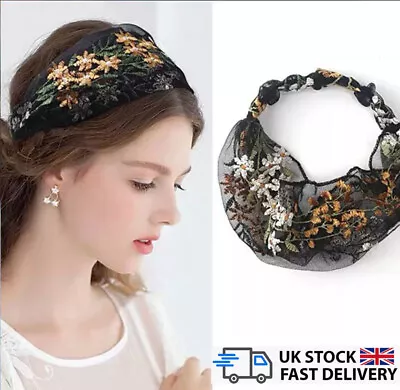 £3.59 • Buy Lace Headband Hairband Wide Elastic Turban Summer Floral Boho Retro