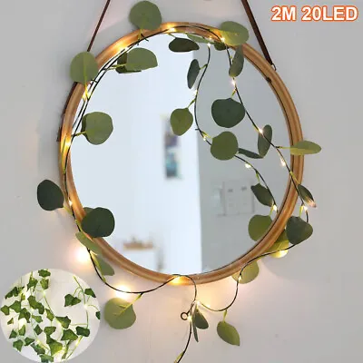 2M Garland Wreath 20 LED String Lights Artificial Ivy Hanging Vines Fairy Lights • £6.83
