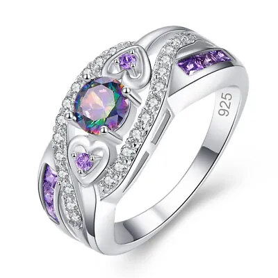 Gorgeous Mystic Topaz 925 Silver Rings Fashion Wedding Women Rings Size 6 ZJ`go • $1.39