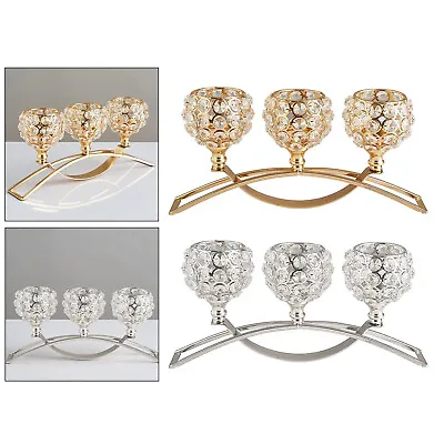3 Arms Crystal Candelabra Candle Holders Dining Table Decor Wedding Centerpiece • £17.94