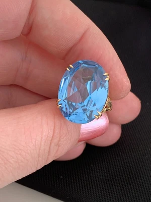 £23 • Buy 9ct Gold Huge Blue Spinel Ring, Vintage 9k 375 Heavy 6.9 Grams