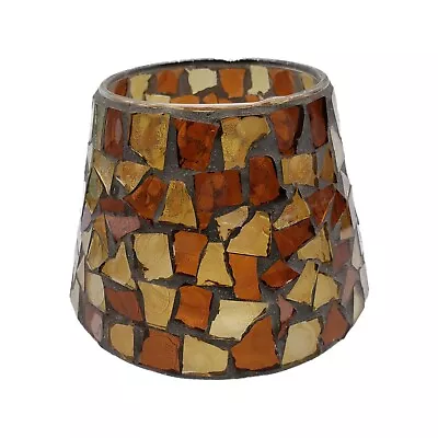 Home Interiors Amber Mosaic Glass Jar Candle Shade Yellows And Browns • $15