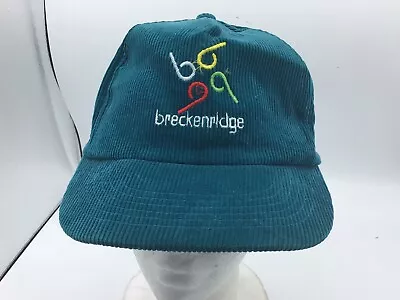 Vintage 90s Ski Breckenridge Colorado Green Corduroy SCI Hat Cap Strapback E3 • $19.95